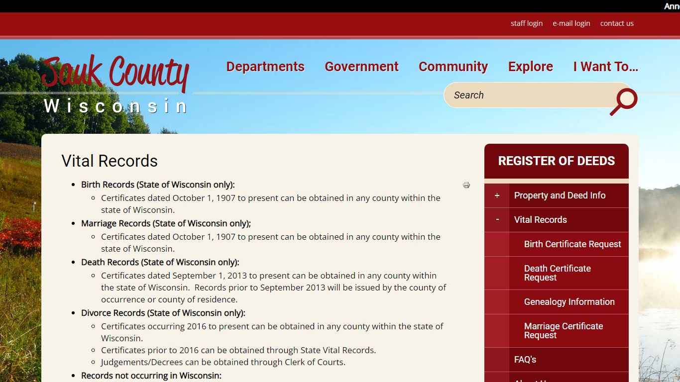 Vital Records | Sauk County Wisconsin Official Website