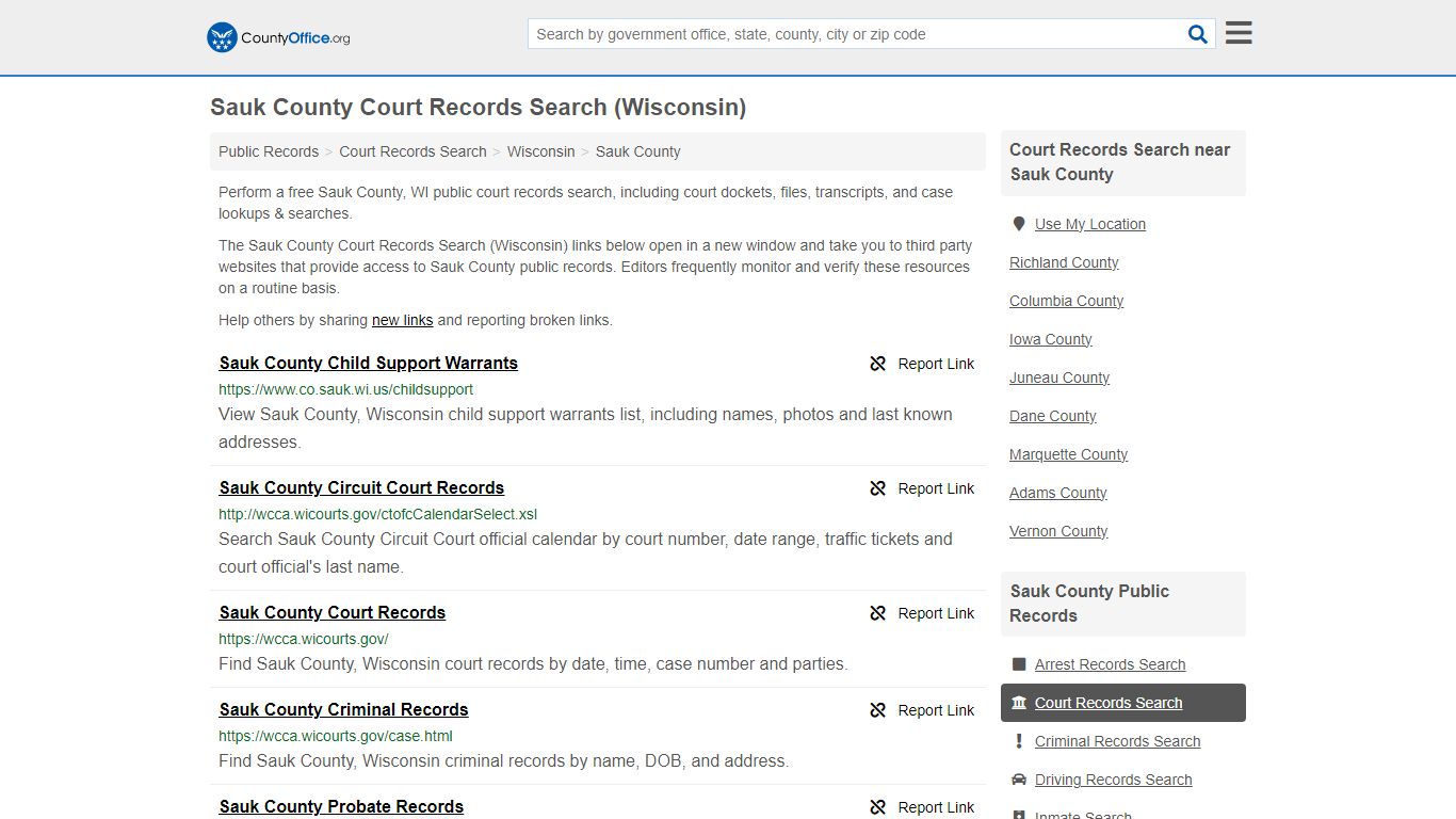 Sauk County Court Records Search (Wisconsin) - County Office