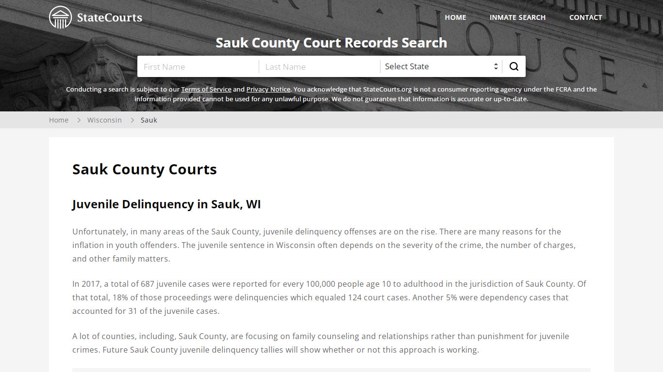 Sauk County, WI Courts - Records & Cases - StateCourts